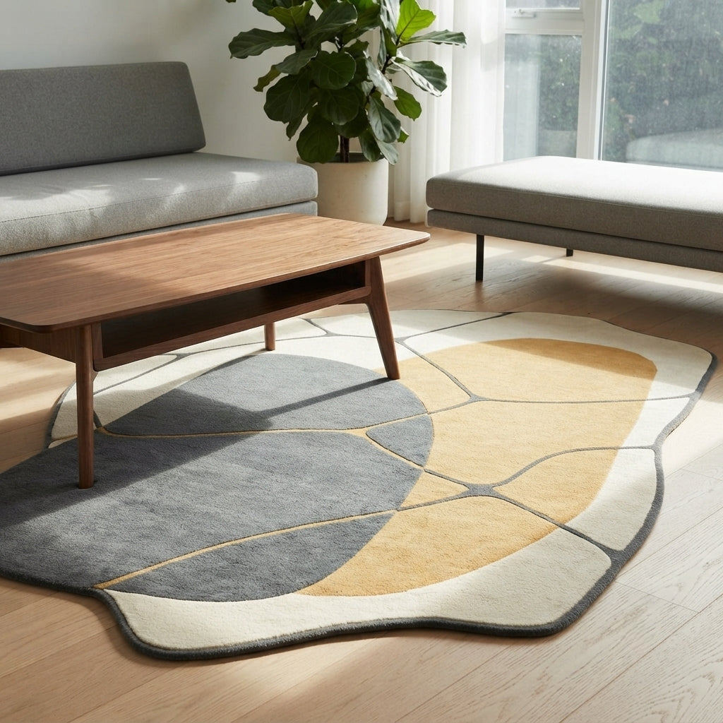 Duster Frost Handmade Tufted Irregular Shaped Wool Carpet