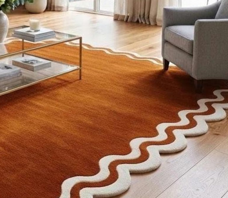 Crystal Hermani Handmade Tufted Irregular Shaped Wool Carpet