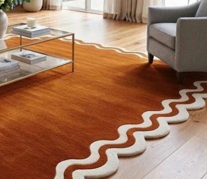 Crystal Hermani Handmade Tufted Irregular Shaped Wool Carpet