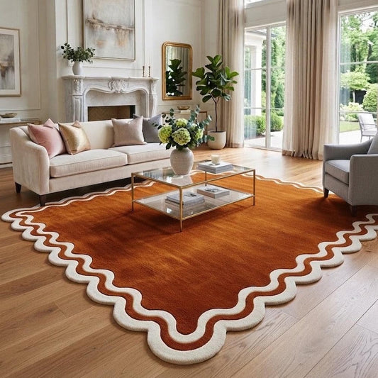 Crystal Hermani Handmade Tufted Irregular Shaped Wool Carpet