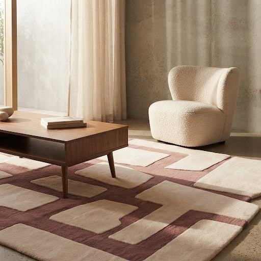 Qwerty Blowing Handmade Tufted Irregular Shaped Wool Carpet