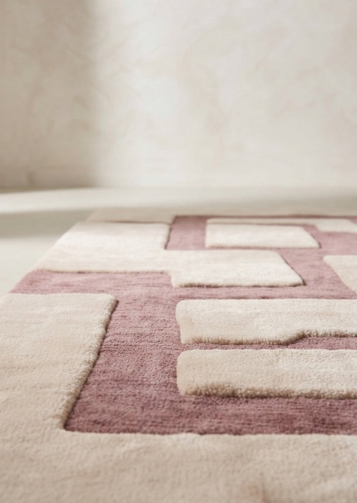 Qwerty Blowing Handmade Tufted Irregular Shaped Wool Carpet
