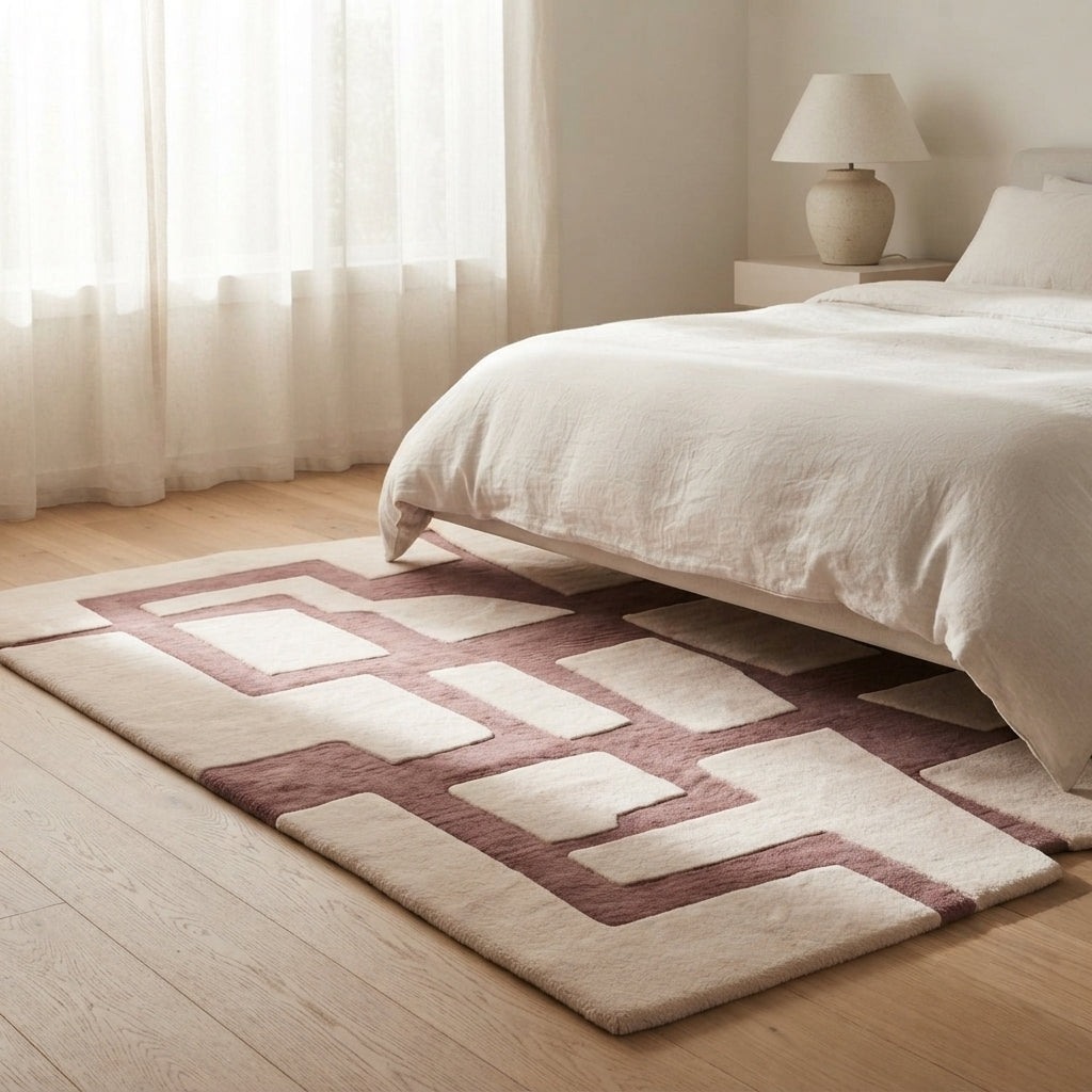Qwerty Blowing Handmade Tufted Irregular Shaped Wool Carpet