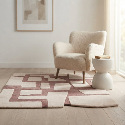 Qwerty Blowing Handmade Tufted Irregular Shaped Wool Carpet