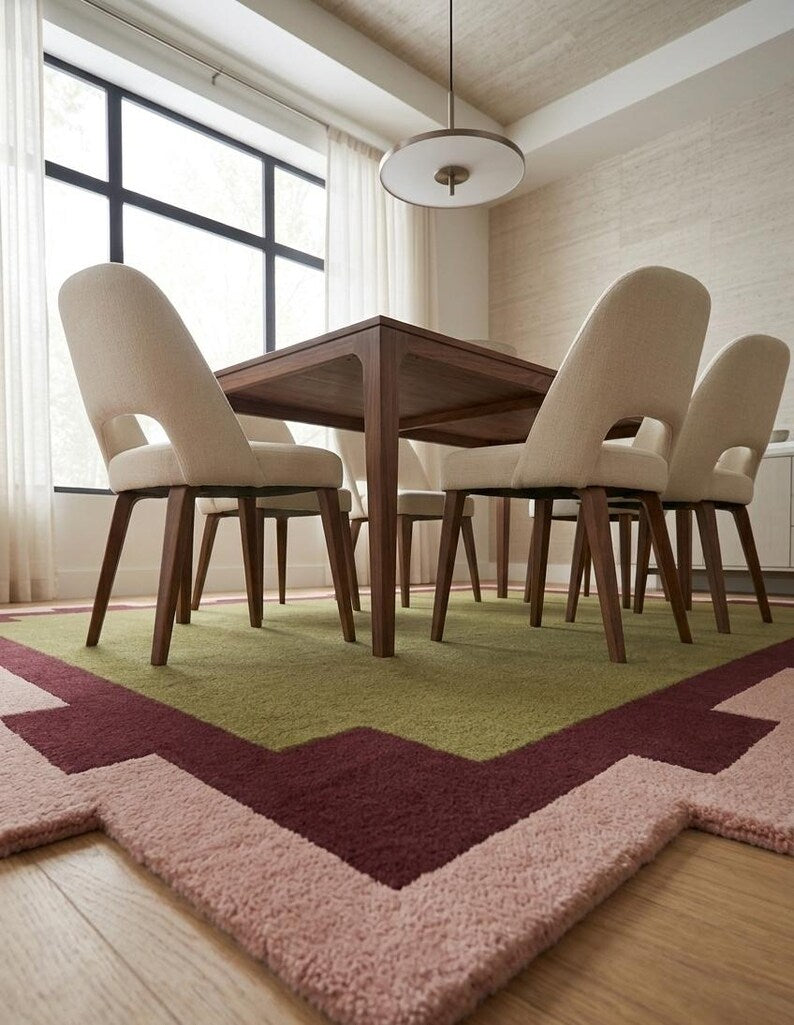 United Wave Handmade Tufted Irregular Shaped Wool Carpet