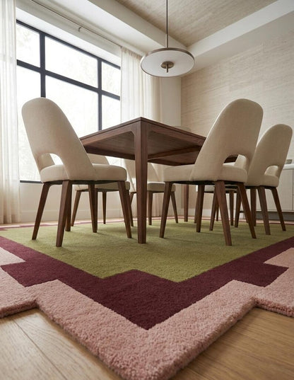 United Wave Handmade Tufted Irregular Shaped Wool Carpet