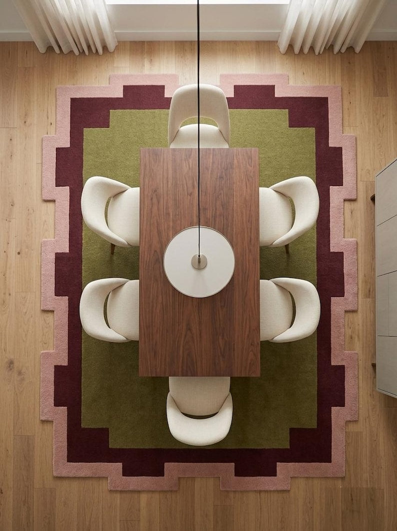 United Wave Handmade Tufted Irregular Shaped Wool Carpet