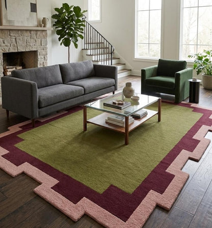 United Wave Handmade Tufted Irregular Shaped Wool Carpet