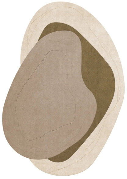 Bluster Minted Handmade Tufted Irregular Shaped Wool Carpet
