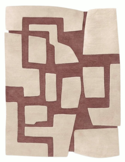 Qwerty Blowing Handmade Tufted Irregular Shaped Wool Carpet