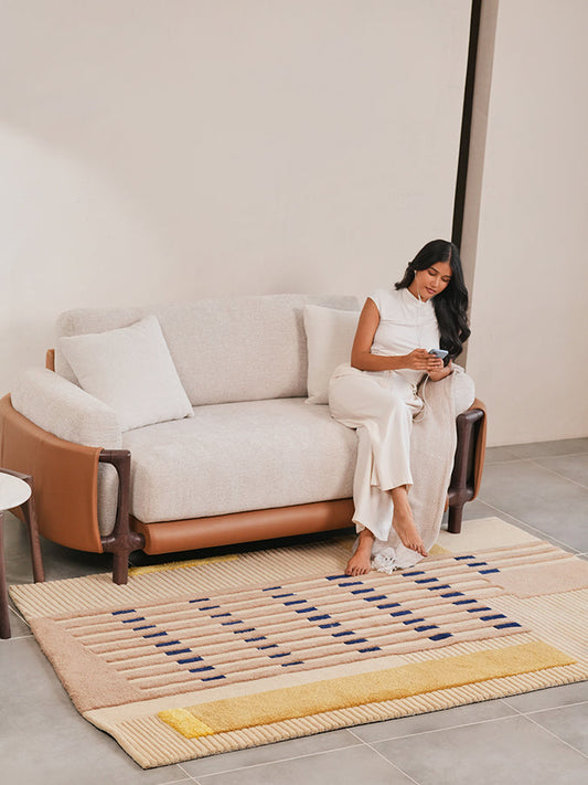 Blunter Muted Handmade Tufted Irregular Shaped Wool Carpet
