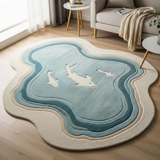 Kohinoor Fish Handmade Tufted Irregular Shaped Wool Carpet - Floorshot