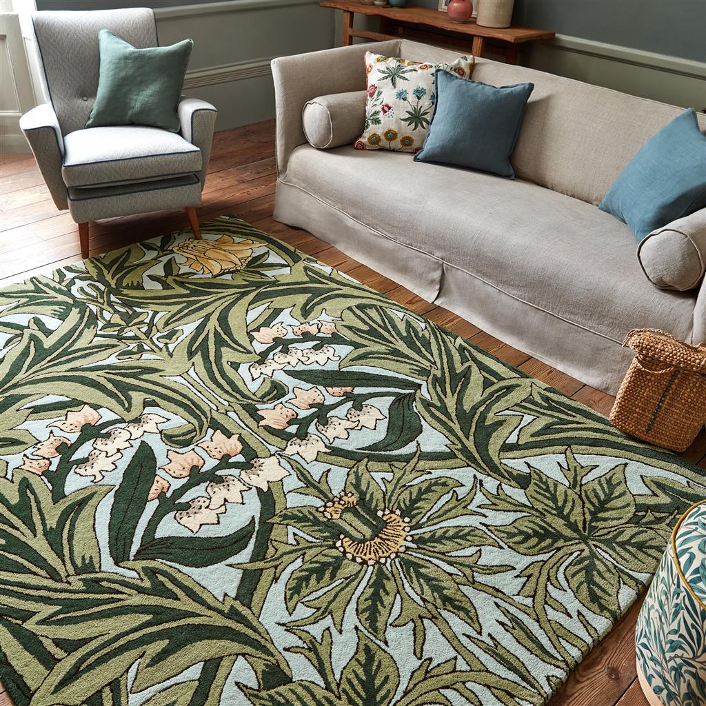Arbour Leafy Greeny Handmade Tufted Wool Carpet - Floorshot