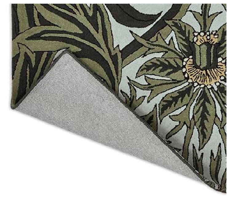 Arbour Leafy Greeny Handmade Tufted Wool Carpet - Corner