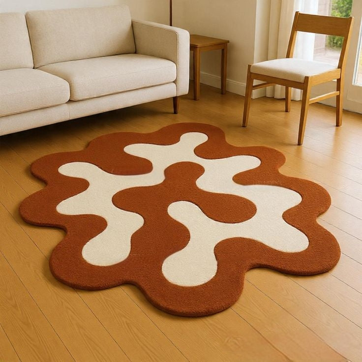 Retro Pochinok Handmade Tufted Irregular Shaped Wool Carpet - Floorshot