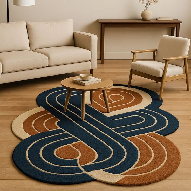 Scalloped Arch Handmade Tufted Irregular Shaped Wool Carpet