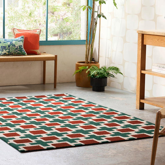Hatch Rust Handmade Tufted Wool Carpet - Floorshot
