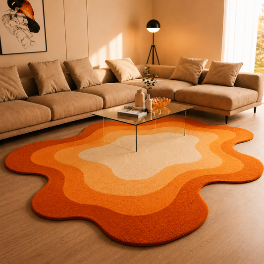 Stunning Boho Handmade Tufted Irregular Shaped Wool Carpet - Carpet Divine