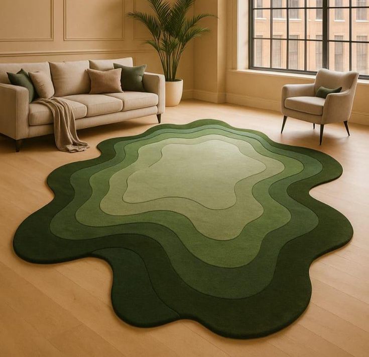 Tropical Everest Handmade Tufted Irregular Shaped Wool Carpet - Floorshot