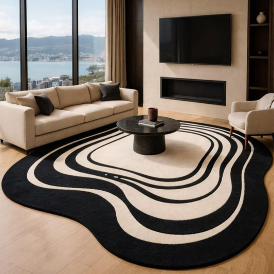 Qwerty Blowing Handmade Tufted Irregular Shaped Wool Carpet