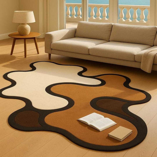 Retro Organic Handmade Tufted Irregular Shaped Wool Carpet