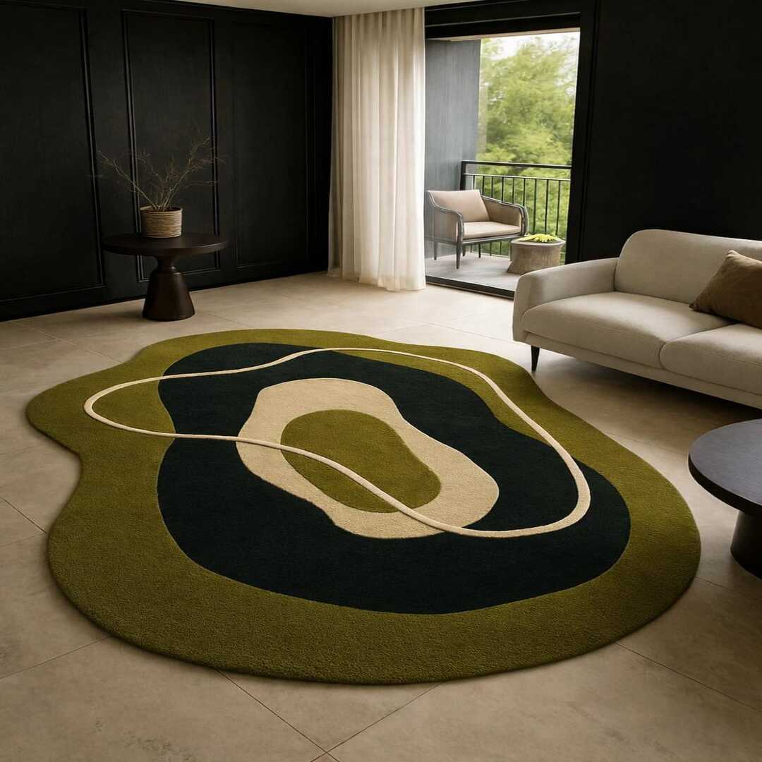 Bluffer Minted Handmade Tufted Irregular Shaped Wool Carpet