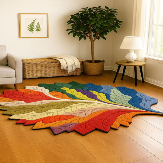 Leaf Bright Handmade Tufted Irregular Shaped Wool Carpet