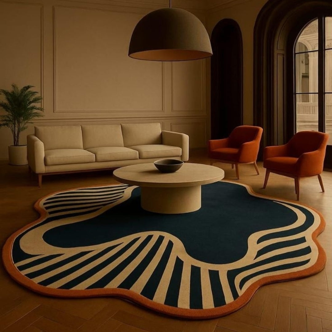 Dezire Gaze Handmade Tufted Irregular Shaped Wool Carpet