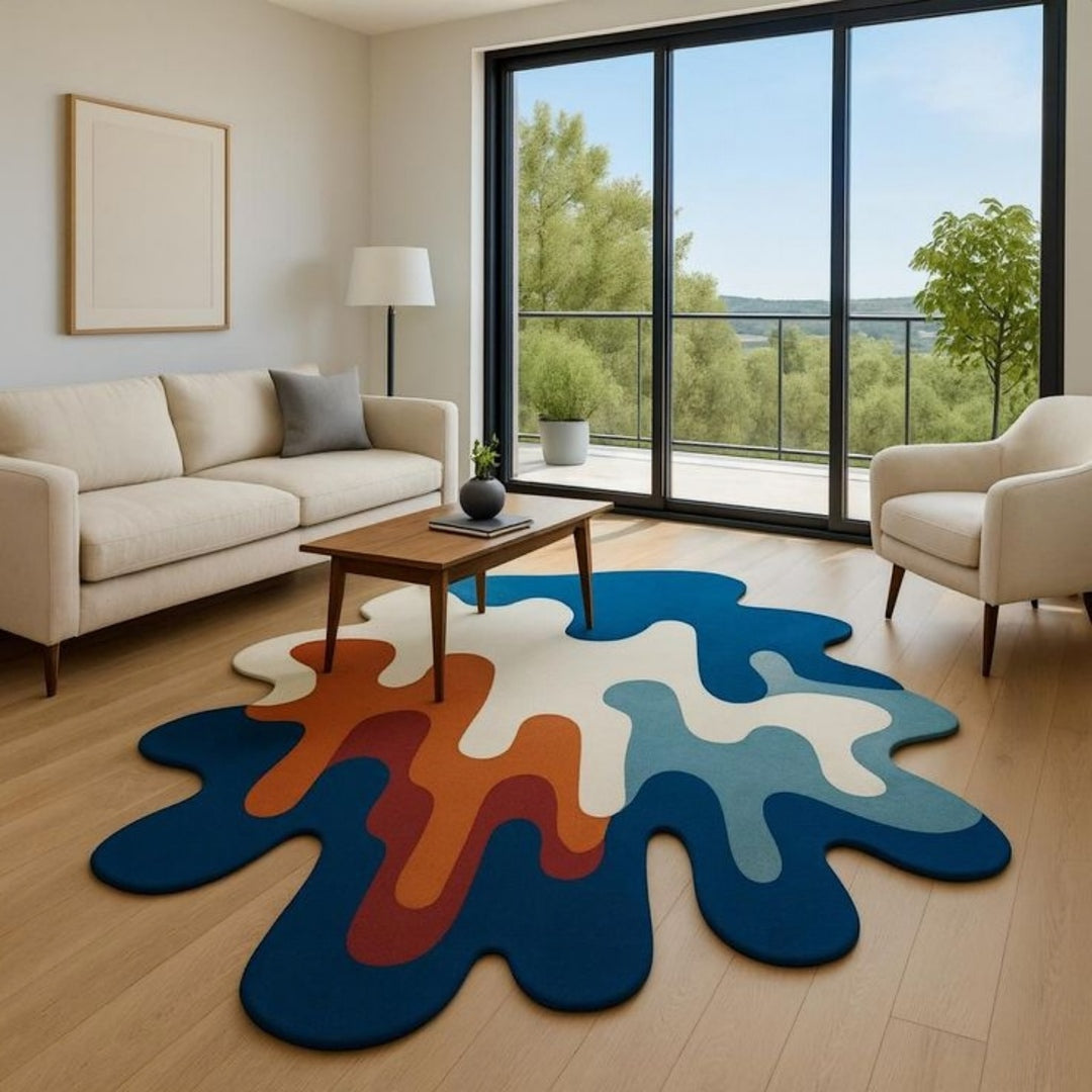 Duster Drops Handmade Tufted Irregular Shaped Wool Carpet
