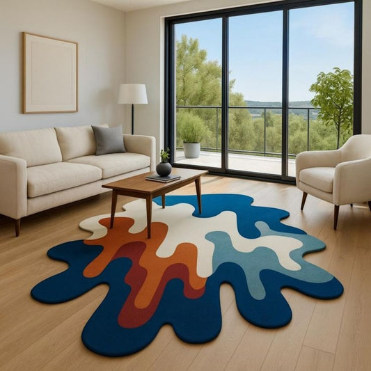 Duster Drops Handmade Tufted Irregular Shaped Wool Carpet