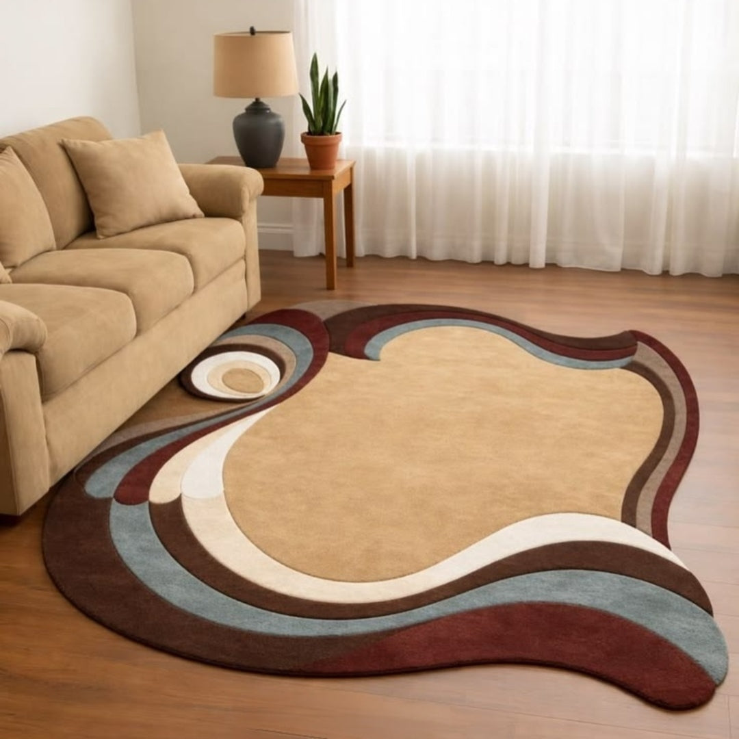 Pigeon Decor Handmade Tufted Irregular Shaped Wool Carpet