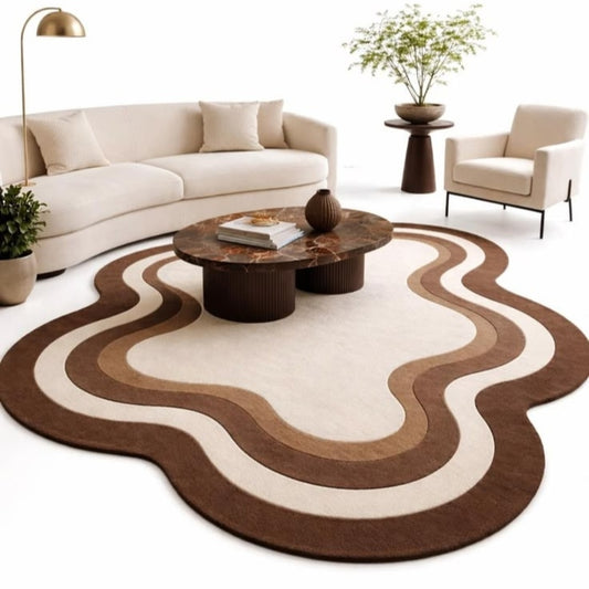 Blister Heaven Handmade Tufted Irregular Shaped Wool Carpet