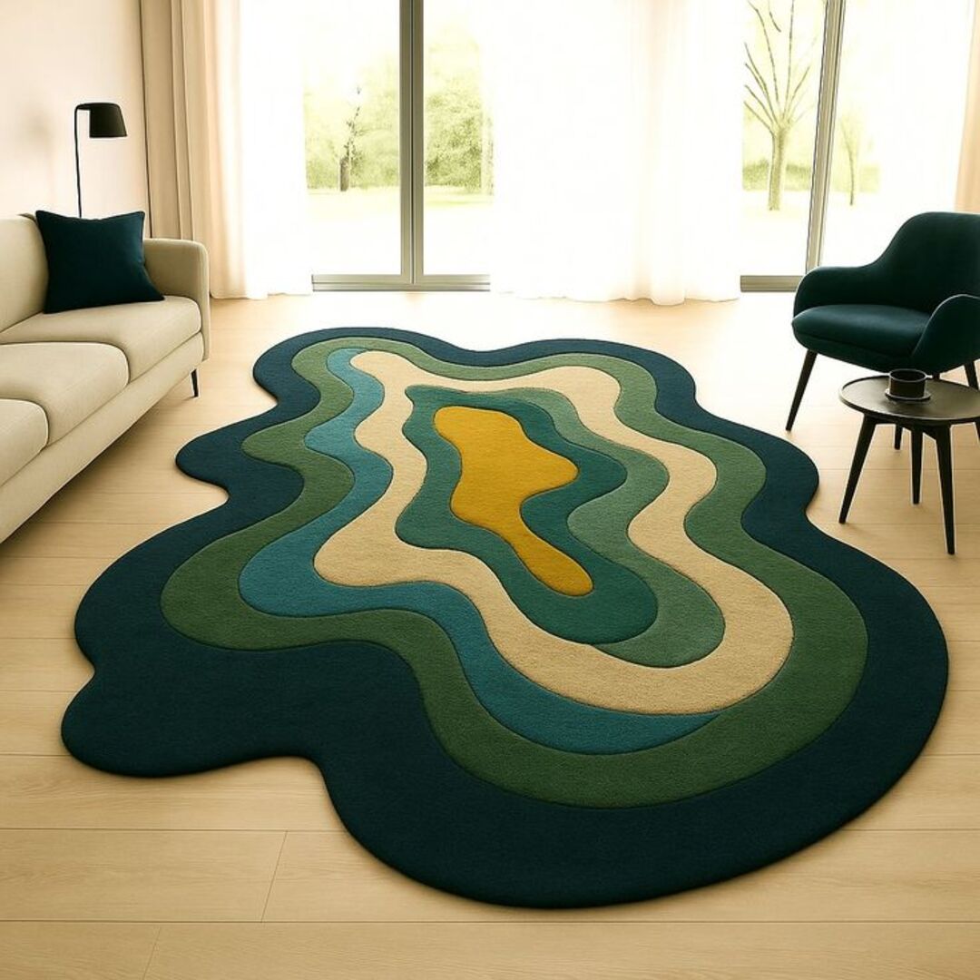 Blunter Muted Handmade Tufted Irregular Shaped Wool Carpet