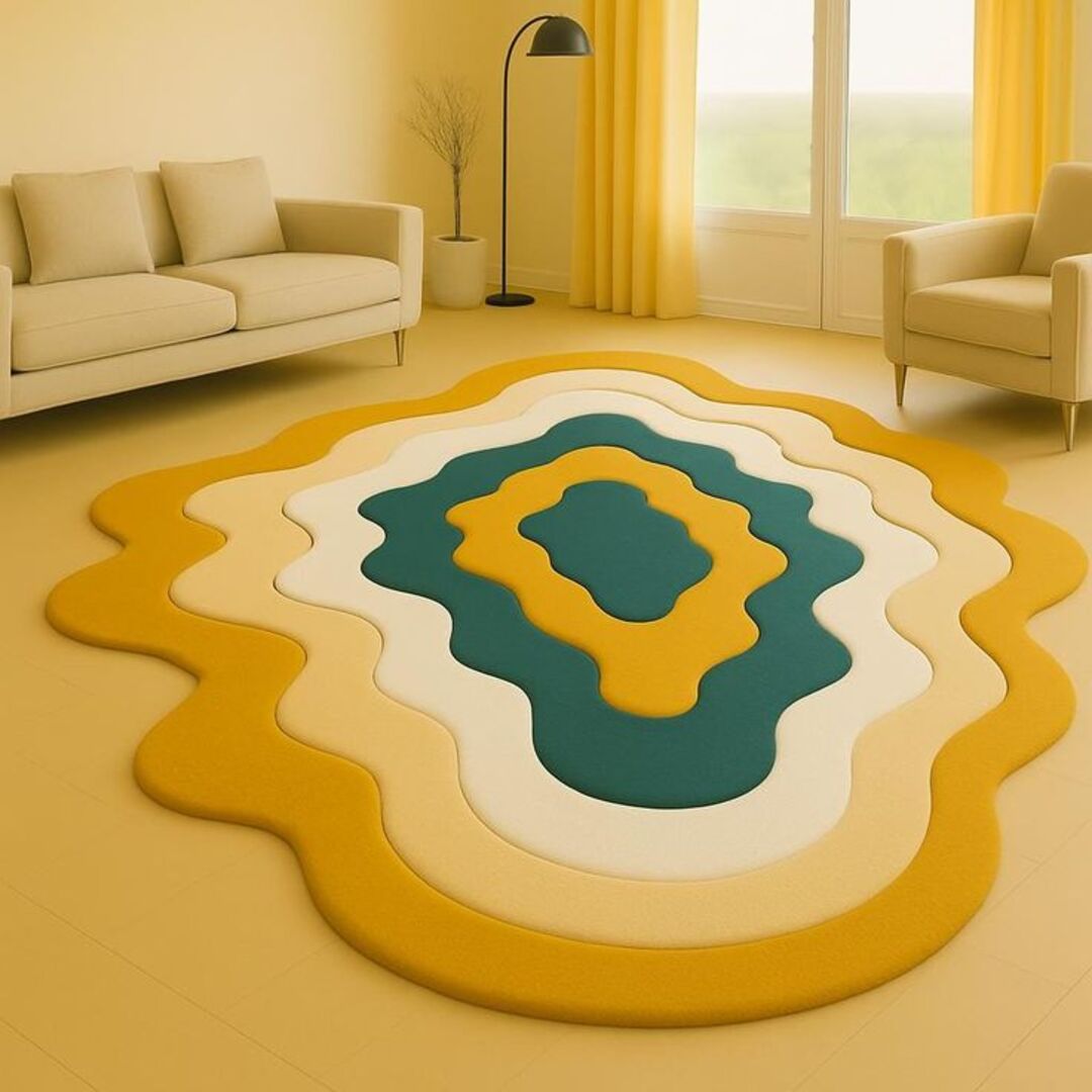 Navistara Unique Handmade Tufted Irregular Shaped Wool Carpet