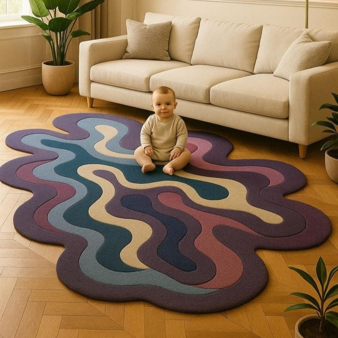 Velvet Dicago Handmade Tufted Irregular Shaped Wool Carpet
