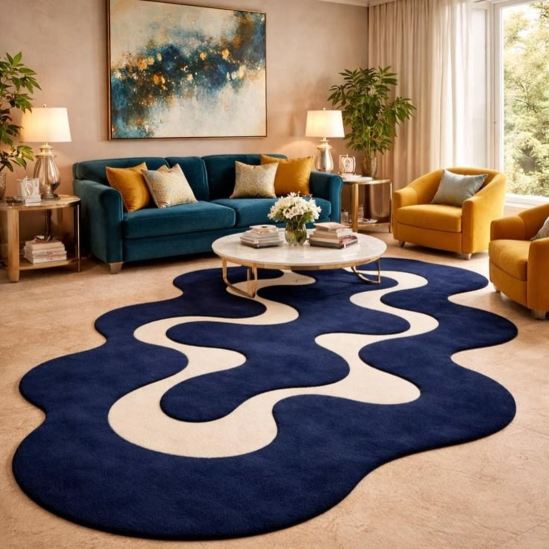 Mungus Heritage Handmade Tufted Irregular Shaped Wool Carpet