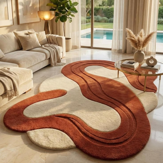 Retro Zaphire Handmade Tufted Irregular Shaped Wool Carpet