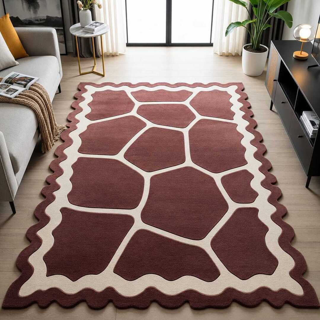Einstein Bluster Handmade Tufted Irregular Shaped Wool Carpet