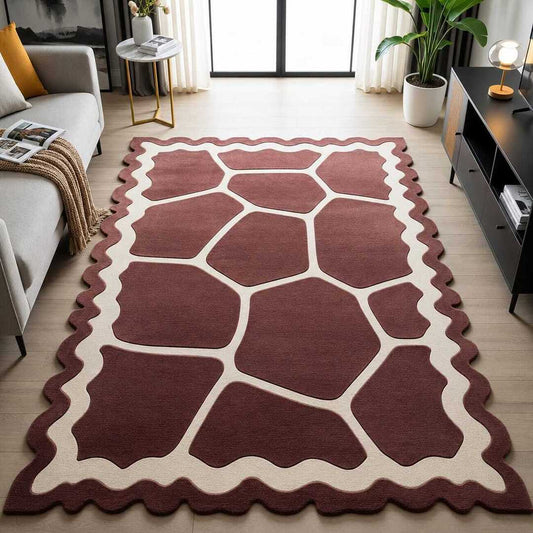 Einstein Bluster Handmade Tufted Irregular Shaped Wool Carpet