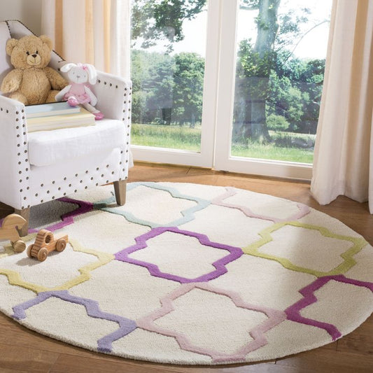 Zone Sweep Handmade Tufted Round Wool Carpet - Floorshot
