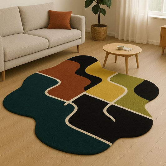 Bavandar Vistas Handmade Tufted Irregular Shaped Wool Carpet - Floorshot