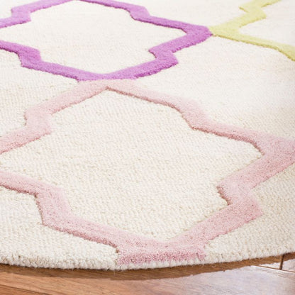 Zone Sweep Handmade Tufted Round Wool Carpet - Corner