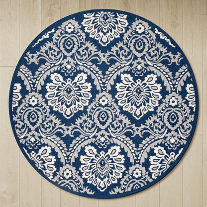 Granite Thicket Handmade Tufted Round Wool Carpet - Headshot