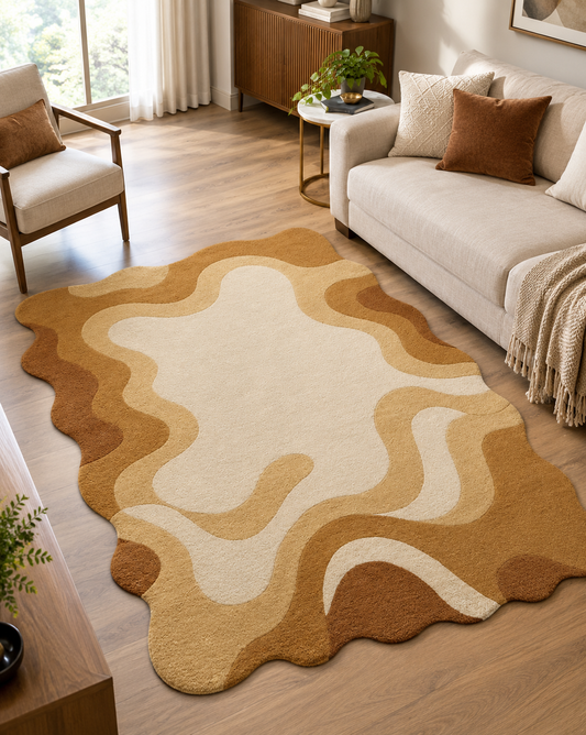 Navistara Unique Handmade Tufted Irregular Shaped Wool Carpet