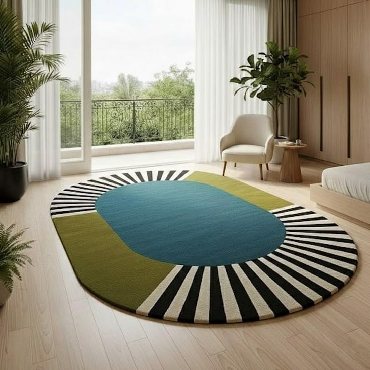 Mystric Mania Handmade Tufted Irregular Shaped Wool Carpet
