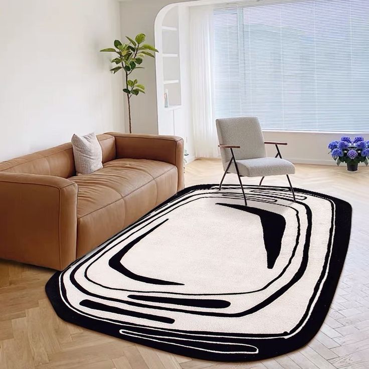 Architectural Cabre Handmade Tufted Irregular Shaped Wool Carpet
