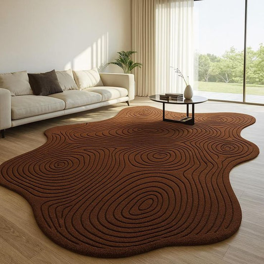 Glacier Brown Handmade Tufted Irregular Shaped Wool Carpet
