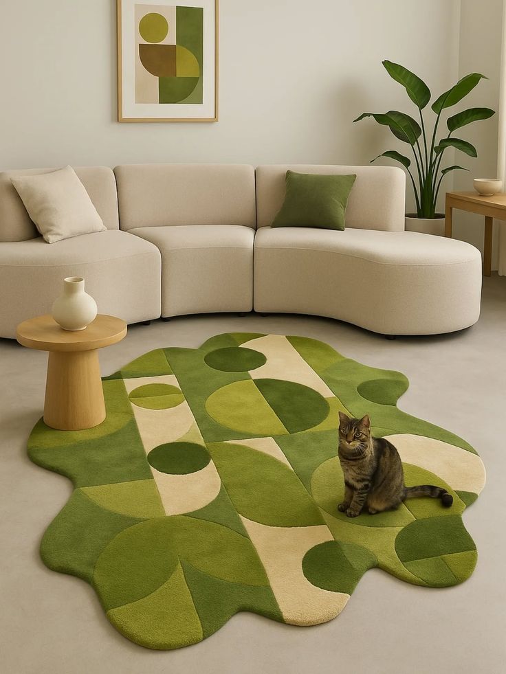 Sophie Greeny Handmade Tufted Irregular Shaped Wool Carpet