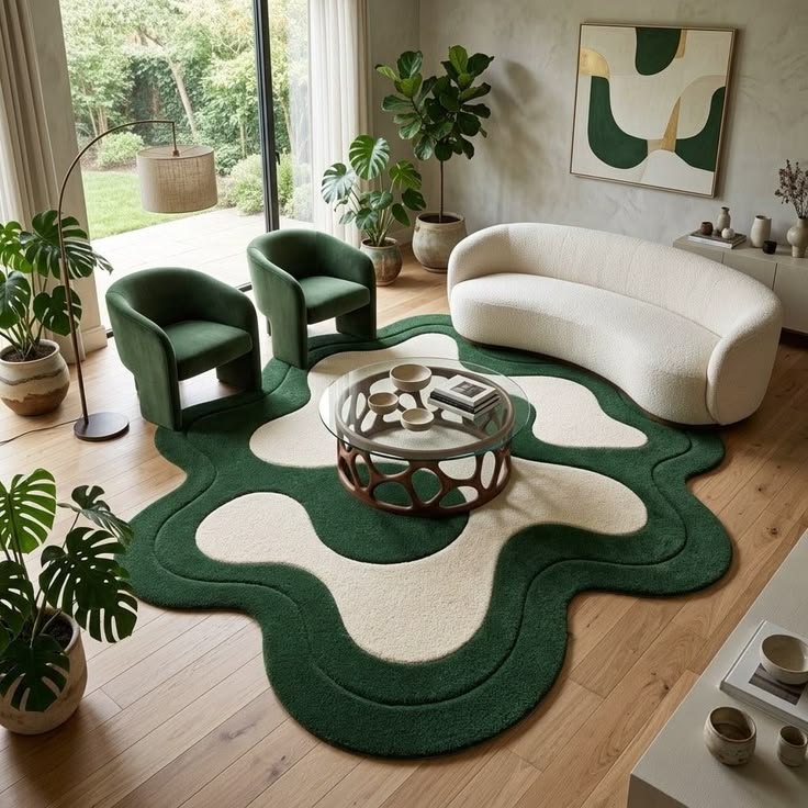 Ancient Avenger Handmade Tufted Irregular Shaped Wool Carpet