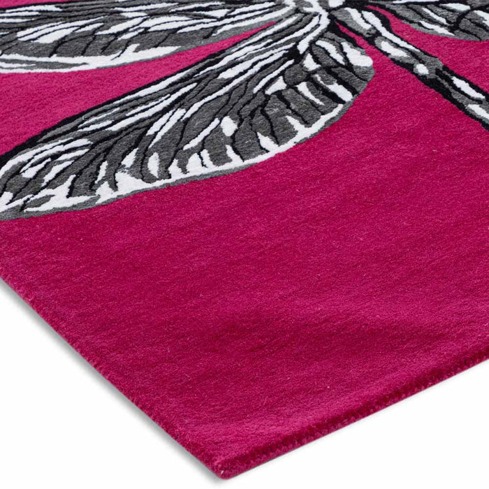 Butterfly Pink Handmade Tufted Wool Carpet - Corner